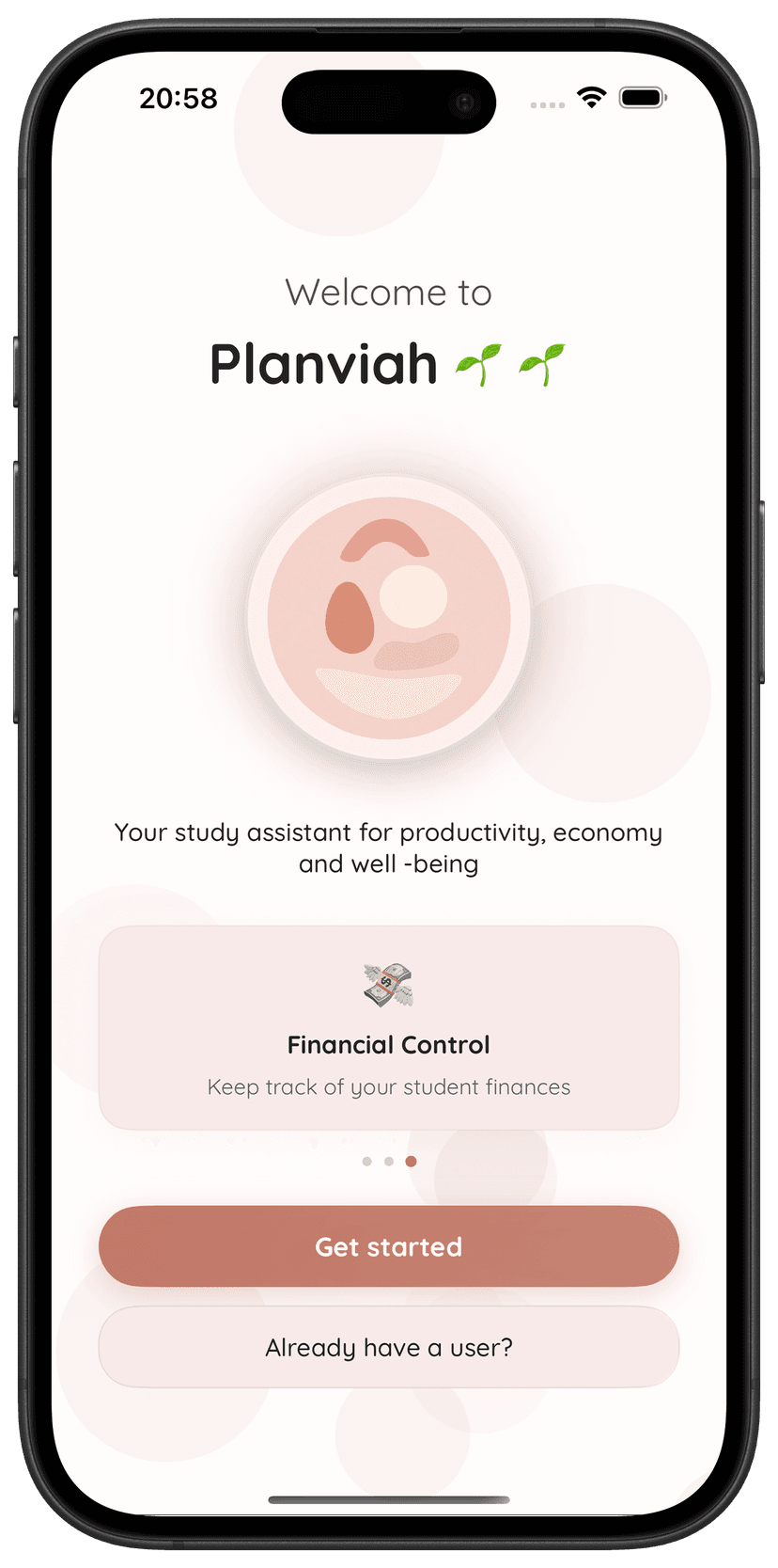 Planviah Student App Welcome Screen